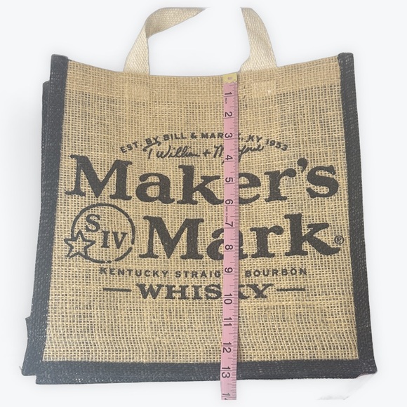 Maker's Mark Bourbon Whiskey Burlap Tote Bag With Black Trim - Picture 5 of 7
